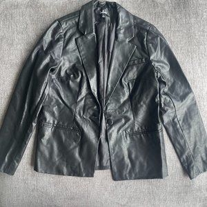 Lulus Black Faux Leather Blazer Size Small